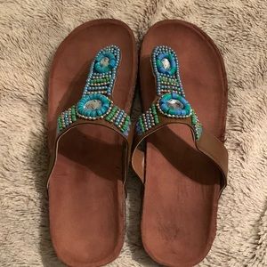 Blue Detailed Sandals Size 11W